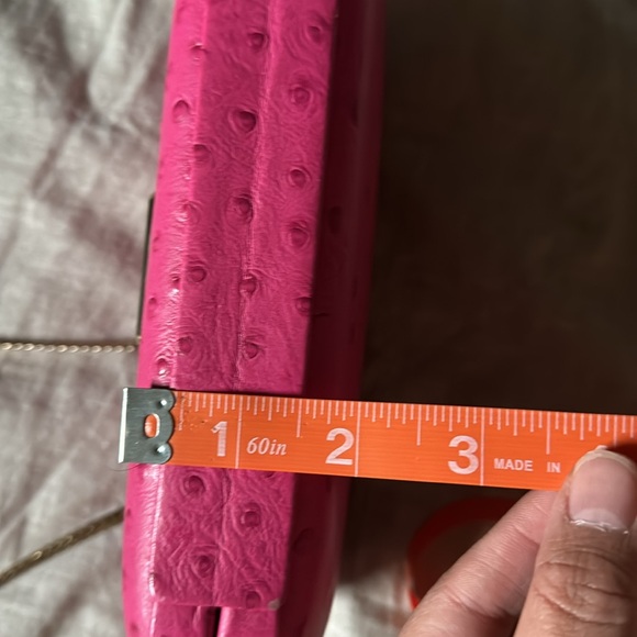 Rebecca minkoff pink ostrich embossed clutch shoulder bag - Picture 12 of 12